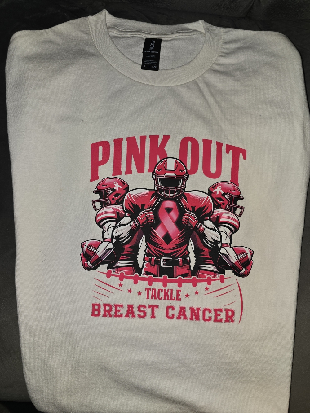 Customized Men’s White 'Pink Out' Breast Cancer Awareness Tee
